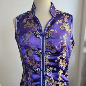 Tangyi Vintage Asian/Japanese Custom-made Floral Purple Dress (Size: S)